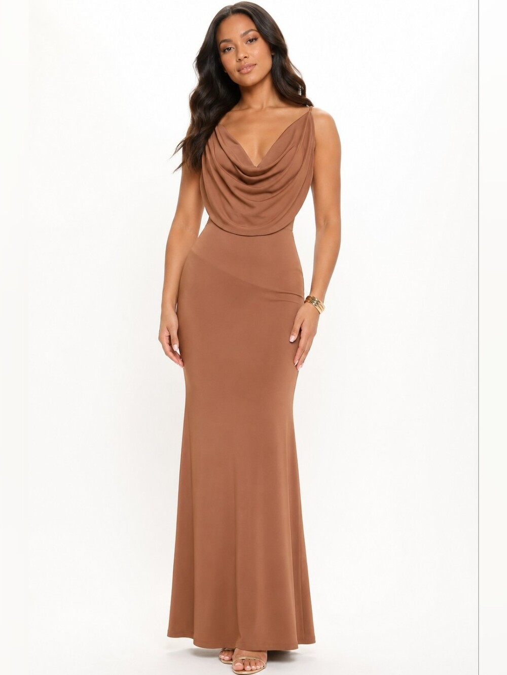 Hello Molly NWT Strapless Brown Dress Elegant Long  Formal Evening Party Size M